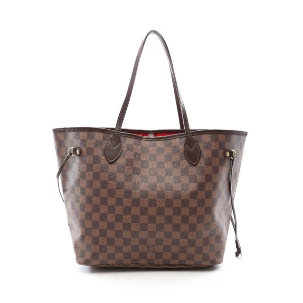 Louis Vuitton Neverfull Tote Bag Canvas Leather Damier Brown